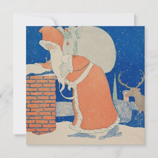 Vintage-kerstkaart | Happy Santa Feestdagenkaart (Voorkant)