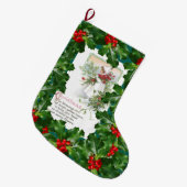 Vintage kerstkaart Holly Berry-kerstgedicht Grote Kerstsok (Voorkant (Hangend))