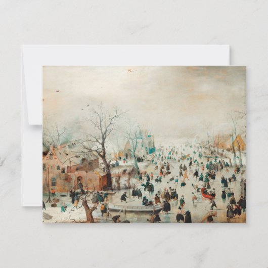 Vintage-kerstkaart | ijsschaatsen op het meer bedankkaart (Voorkant)