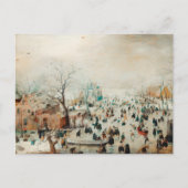 Vintage-kerstkaart | ijsschaatsen op het meer feestdagenkaart (Voorkant)