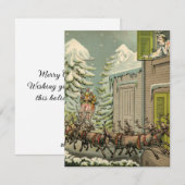 Vintage kerstkaart illustratie Santa (Voorkant / Achterkant)