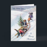 Vintage Kerstkaart, Katten & Kerstboom Feestdagen Kaart<br><div class="desc">Een antiek Kerstkaart die katten kenmerken die een Kerstboom met een slee trekken. Het afbeelding is van kunstenaar Arthur Thiele, de van wie recente werken 1800s voor het afschilderen van antropomorfe dieren - katten in het bijzonder - in grappige, menselijk-als scènes beroemd zijn. Totaal cusomizable binnenkant! De voorzijde van kaartgroet...</div>