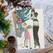 Vintage-kerstkaart | Kerstboom Feestdagenkaart