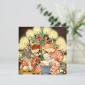 Vintage-kerstkaart | Kerstboomkinderen Feestdagenkaart (Staand voorkant)