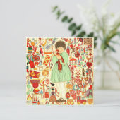 Vintage-kerstKaart | kerstcadeautjes Feestdagenkaart (Staand voorkant)