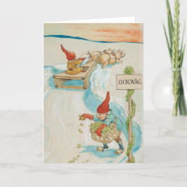 Vintage-kerstkaart | KerstElf Feestdagen Kaart