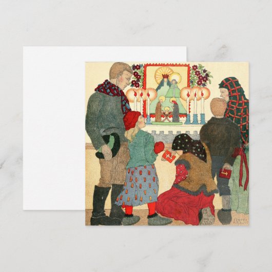 Vintage-kerstKaart | Kerstgebedden Feestdagenkaart (Voorkant / Achterkant)