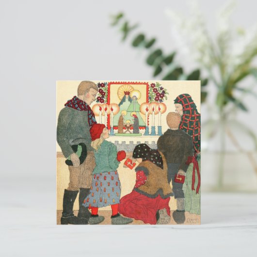 Vintage-kerstKaart | Kerstgebedden Feestdagenkaart (Staand voorkant)