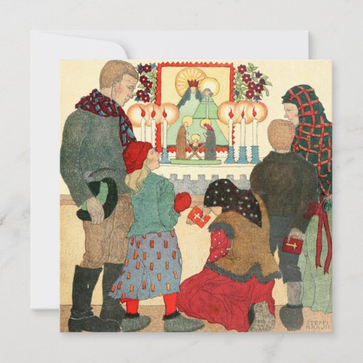 Vintage-kerstKaart | Kerstgebedden Feestdagenkaart (Voorkant)