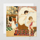 Vintage-kerstkaart | Kerstkinderen Feestdagenkaart (Voorkant / Achterkant)