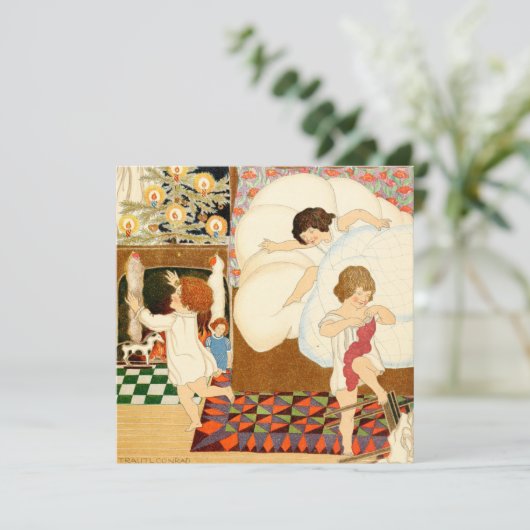 Vintage-kerstkaart | Kerstkinderen Feestdagenkaart (Staand voorkant)