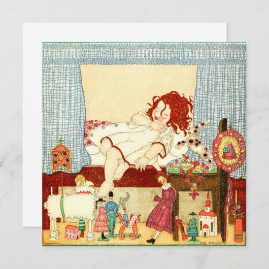 Vintage-kerstkaart | Kerstochtendspeelgoed Feestdagenkaart (Voorkant / Achterkant)