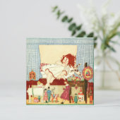 Vintage-kerstkaart | Kerstochtendspeelgoed Feestdagenkaart (Staand voorkant)