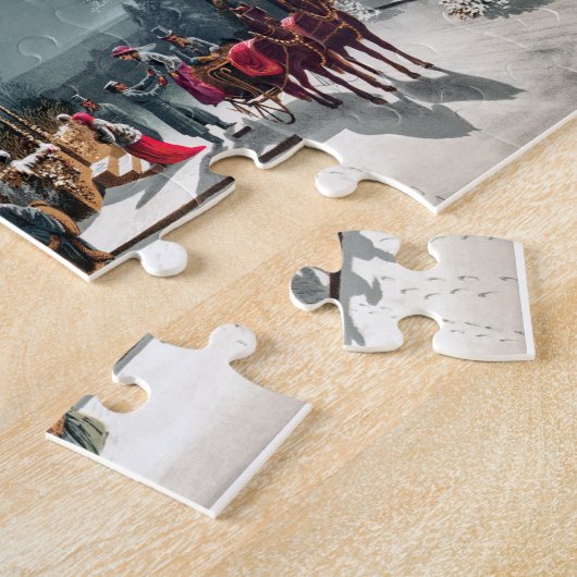 Vintage kerstkaart legpuzzel (Zijkant)