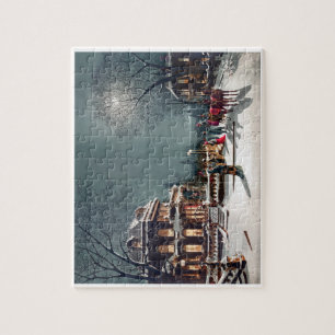 Vintage kerstkaart legpuzzel