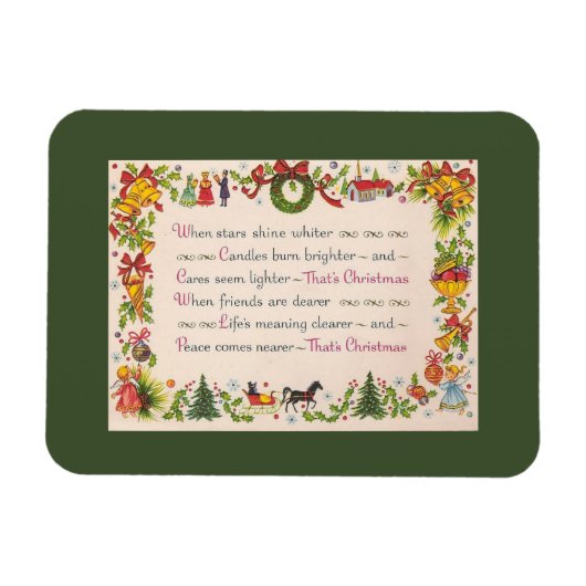 Vintage kerstkaart Magnet Magneet (Horizontaal)
