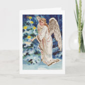 Vintage kerstKaart met Angel Feestdagen Kaart (Voorkant)