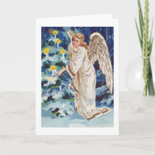 Vintage kerstKaart met Angel Feestdagen Kaart