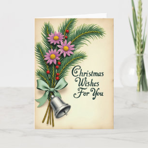 Vintage Kerstkaart met Groene Takken Kaart