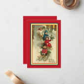 Vintage kerstkaart notitiekaartje (Voorkant / Achterkant in situ)