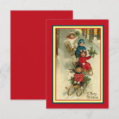 Vintage kerstkaart notitiekaartje (Voorkant / Achterkant)