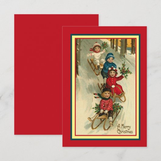 Vintage kerstkaart notitiekaartje (Voorkant / Achterkant)