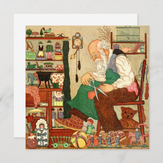 Vintage-kerstkaart | Santa Claus Feestdagenkaart (Voorkant / Achterkant)