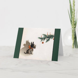 Vintage Kerstkaart Scotty Feestdagen Kaart