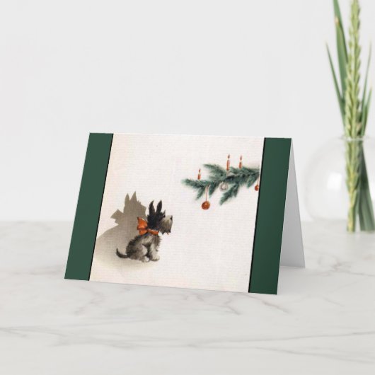 Vintage Kerstkaart Scotty Feestdagen Kaart (Voorkant)