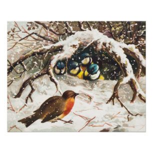 Vintage Kerstkaart uit het Victoriaanse tijdperk,  Perfect Poster