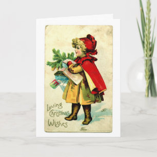 Vintage Kerstkaart van de Kap van Lil de Rode Feestdagen Kaart