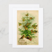 Vintage kerstkaart vogels illustratie (Voorkant / Achterkant)