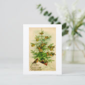 Vintage kerstkaart vogels illustratie (Staand voorkant)