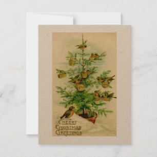 Vintage kerstkaart vogels illustratie