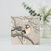 Vintage-kerstkaart | Vogels in een Holly Branch Feestdagenkaart (Staand voorkant)