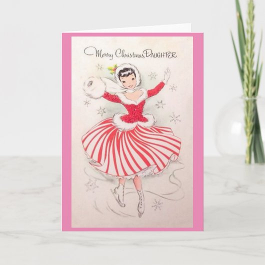 Vintage kerstkaart voor dochter feestdagen kaart (Voorkant)