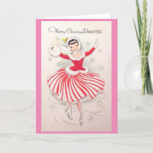 Vintage kerstkaart voor dochter feestdagen kaart