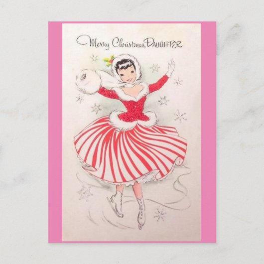 Vintage kerstkaart voor dochter feestdagenkaart (Voorkant)