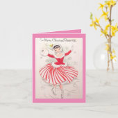 Vintage kerstkaart voor dochter kaart (Gele Bloem)