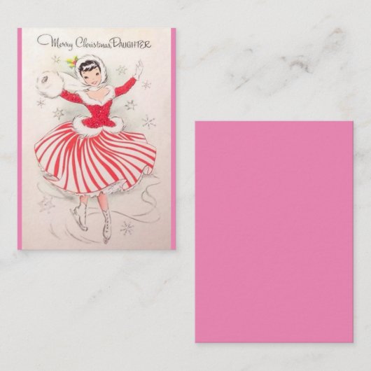 Vintage kerstkaart voor dochter notitiekaartje (Voorkant / Achterkant)