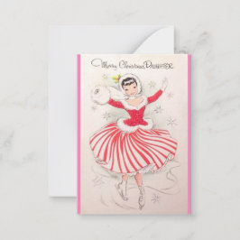 Vintage kerstkaart voor dochter notitiekaartje