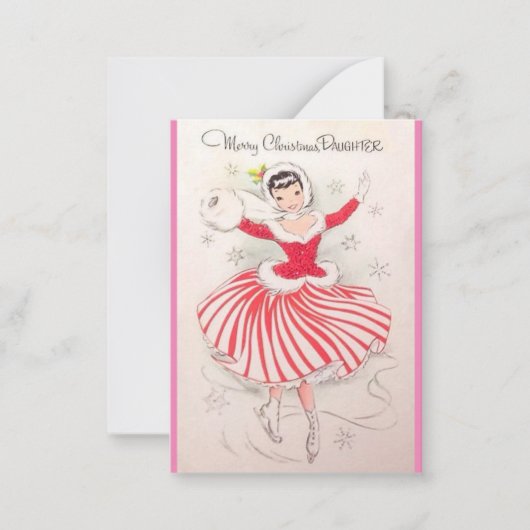 Vintage kerstkaart voor dochter notitiekaartje (Voorkant)