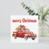 Vintage kerstkaart voor vakantie met de auto (Staand voorkant)