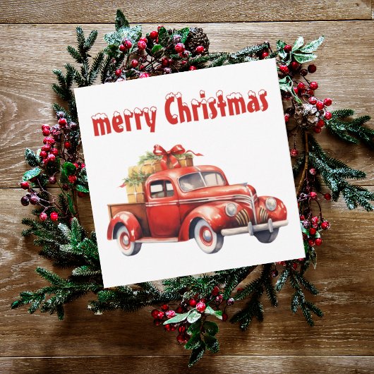 Vintage kerstkaart voor vakantie met de auto