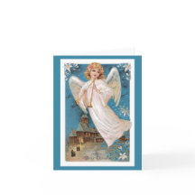 Vintage-kerstkaart - Vrolijk kerstfeest engel