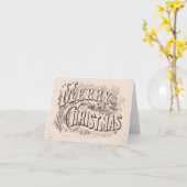 Vintage-kerstkaart | Vrolijk kerstfeest Kaart (Gele Bloem)