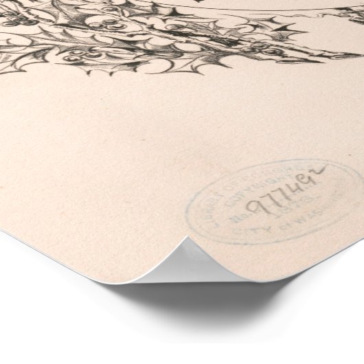 Vintage-kerstkaart | Vrolijk kerstfeest Poster (Hoek)