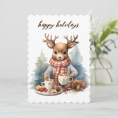 Vintage kerstkaart waterverf illustratie (Staand voorkant)