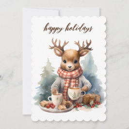 Vintage kerstkaart waterverf illustratie