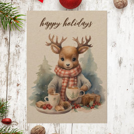 Vintage kerstkaart waterverf illustratie